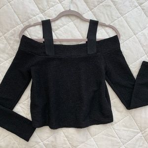 New Zara black cold shoulder long sleeve top